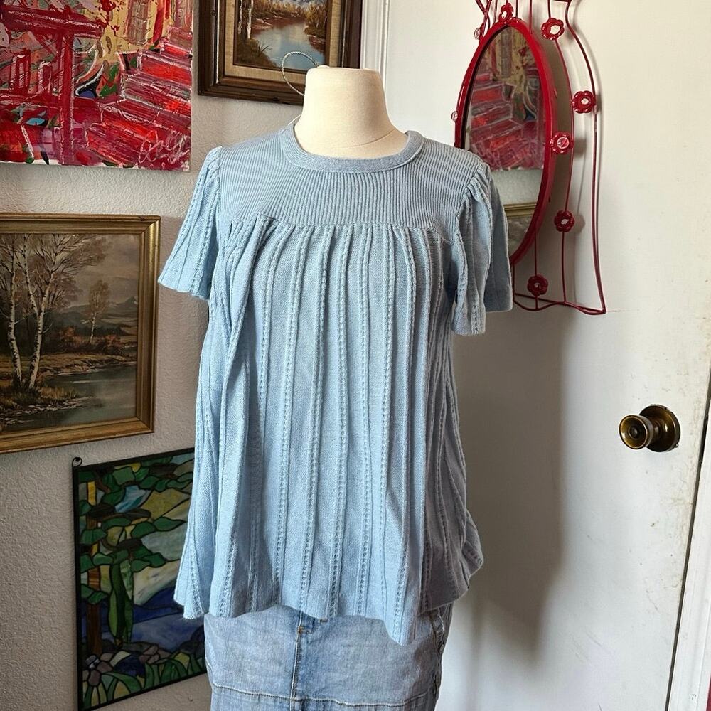 great times light baby blue knit shirt